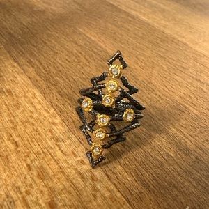Alexis Bittar gunmetal and gold elements ring